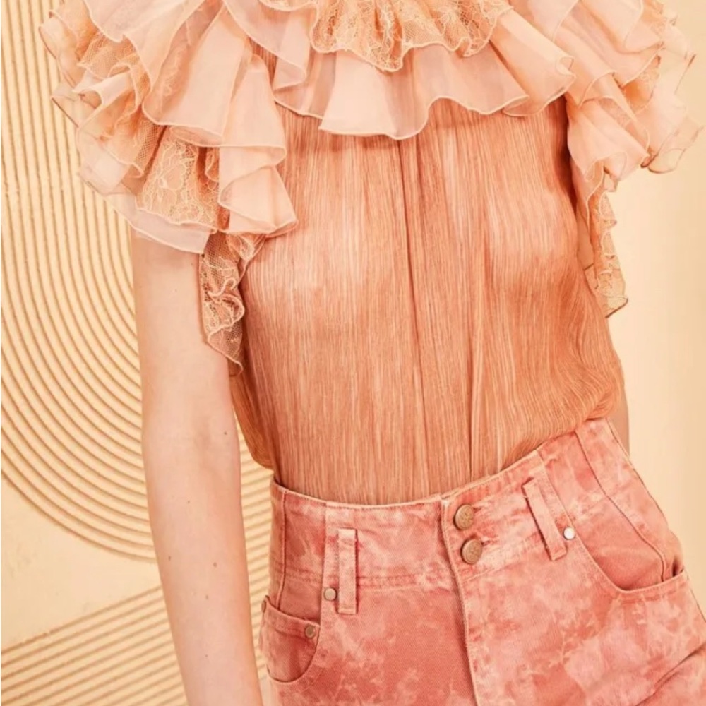 Ulla Johnson Peach Ruffle Blouse